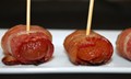 Bacon-wrapped apricots stuffed with pistachios and mozzarella