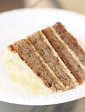 Banana layer cake with passionfruit cream cheese icing