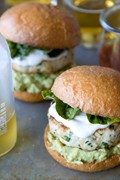 Cheddar jalapeno chicken burgers with guacamole