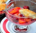 Cherry and peach cobbler