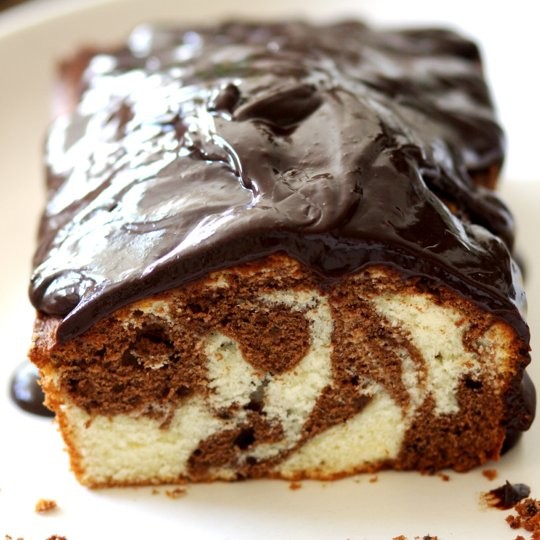 Chocolate & vanilla swirled marble cake (with ganache frosting) recipe Eat Your Books