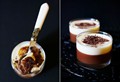 Chocolate custard pots with peanut cream