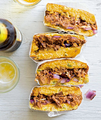 Corn bread brisket sandwiches