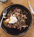 Corned beef hash with poached eggs