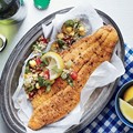 Cornmeal-dusted catfish with quinoa sauté
