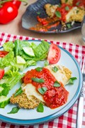 Crispy baked quinoa crusted chicken Parmesan