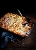 Fresh pasta beef lasagne with chargrilled zucchini and pancetta