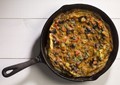 Frittata with potato, onion, piquillo peppers, and chorizo