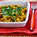 Ground chicken (or turkey) and chickpea curry stew with yogurt and cilantro