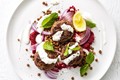 Homemade merguez 'sausages' with lentils and beetroot relish