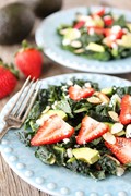 Kale, strawberry & avocado salad with lemon poppy seed dressing