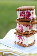 Lemon raspberry swirl ice cream sandwiches