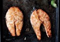 Miso-glazed salmon steaks