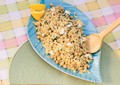 Orzo with garbanzo beans, goat cheese, and oregano