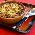 Pumpkin chili with ground beef, black beans, and kidney beans