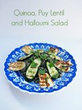 Quinoa, Puy lentil and halloumi salad with courgette