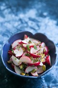 Radish salad with mint and pistachios