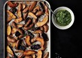 Roasted fingerling potatoes with chive pesto