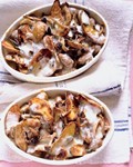 Roasted potatoes and mushrooms with melted Taleggio cheese