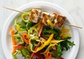 Rosemary swordfish skewers with sweet pepper salad