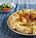 Savory egg crostata with butter and mint