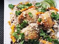 Skillet chicken and rice with peppers and onions