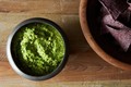 Smashed pea guacamole with cilantro, ginger and lime
