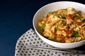 Spicy ground chicken and rice noodles (Pad kee mao)