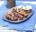 Stickiest-ever BBQ ribs with chive dip