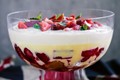 Strawberry, rhubarb & custard trifle