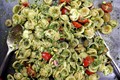 Tomato basil orecchietti with pistachios
