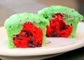 Watermelon cupcakes with melon vanilla frosting